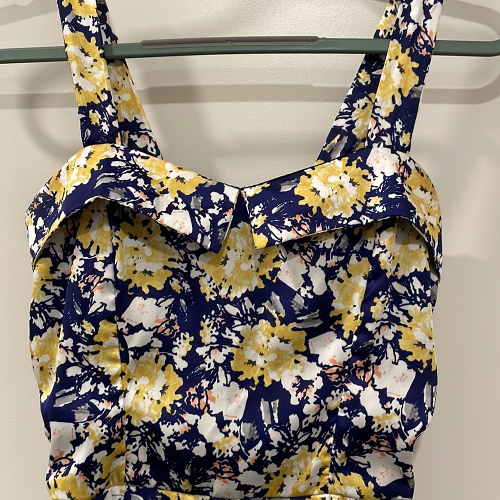 Navy blue and yellow floral dress